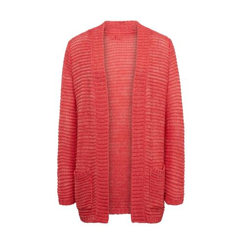 Cardigan En Tricot Structuré - Corail, À Motifs - Gr. 22