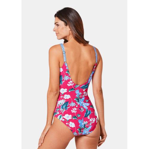 Maillot De Bain Généreusement Décolleté - ?illet, Bleu, Blanc, À Motifs - Gr. 40 B