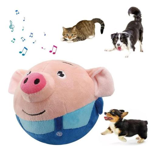 Jouet Chien Interactif Balle Chien, Jouet De Balle Rebondissante Jouets Pour Chiens, Balle Interactive Pour Chien, Active Moving Pet Plush Toy, Jouet De Chien En Peluche De Lavable (Cochon Bleu)