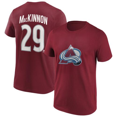 Colorado Avalanche Fanatics Branded Iconic Name & Number Graphic T-Shirt - Bordeaux - Mackinnon 29 - Homme
