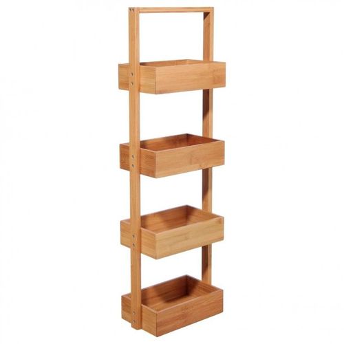 Étagère Salle De Bain 4 Niveaux "Bambou" 88cm Marron