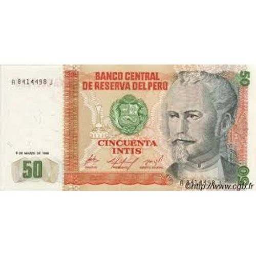 Perou = Billet De Banque Neuf De 50 Intis, Daté Du 6 Mars 1986, Nicolas De Pierola