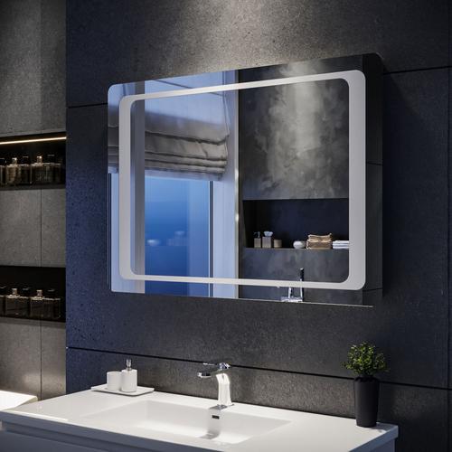 SIRHONA Miroir de Salle de Bain 100 x 70 cm Éclairage LED Miroir de Salle de Bains Interrupteur infrarouge et Anti-buée