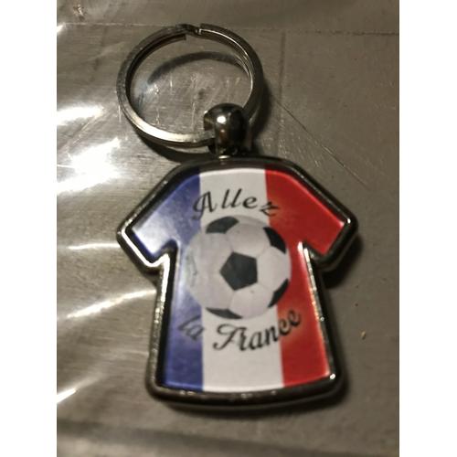 Porte Clés Métal Maillot - Ballon De Football - Allez La France - Drapeau Tricolore - 5x3,5 Cm