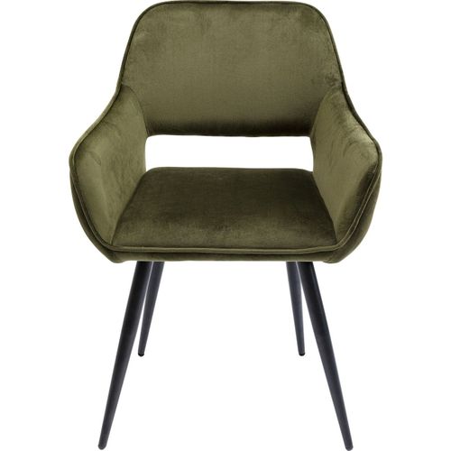 Chaise Avec Accoudoirs San Francisco Velours Vert Foncé Kare Design