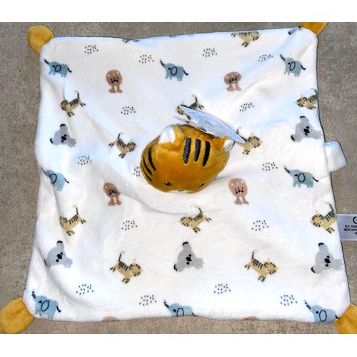 DOUDOU TIGRE PLAT BLANC IMPRIMES ANIMAUX KOALAS LIONS BEBES TIGRES Simba Toys Benelux JOUET PELUCHE JUNGLE