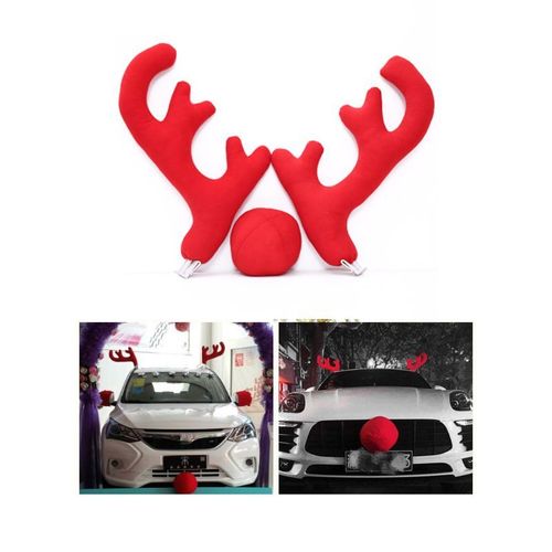 Pendentif Décoratif De Noël, Fournitures De Décoration Automatique De Voiture, Renne, Élan, 2 Bois + 1 Nez, Ornements De Noël, Joli Pendentif