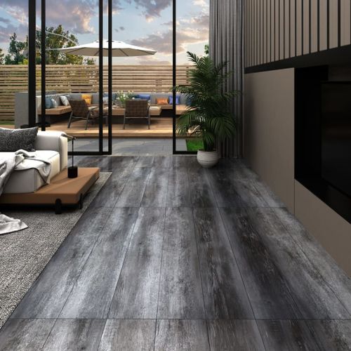 Planches De Plancher Pvc 5,02 M² 2 Mm Autoadhésif Gris Brillant