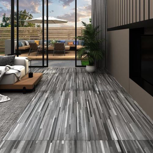 Planches De Plancher Pvc 4,46 M² 3 Mm Autoadhésif Gris Rayé