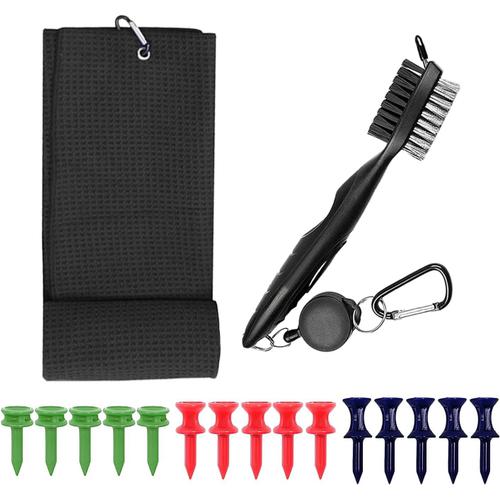 1 Brosse Double Face Pour Club De Golf, 1 Serviette De Sport, 15 Supports De Golf, Serviette De Golf, Accessoires De Golf, Kit De Nettoyage De Golf, Coffret Cadeau De Golf, Cadeau Pour Les