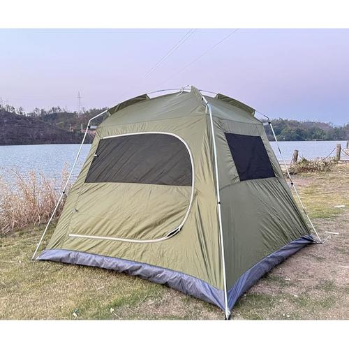 vert foncé Tente de camping pour 3-4 personnes, étanche, ventilée, amovible, avec forme de dôme, tente portable et sac de transport pour camping, randonnée, alpinisme, 200 x 200 x 150 cm