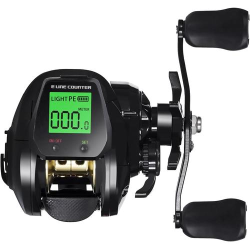 Noir Moulinet De Pêche Électronique Baitcasting Écran Led Haute Vitesse 7.2: 1 10 Kg Salée Étanche Casting Drum Wheel Casting Durable Facile À Installer Facile À Utiliser - Droite