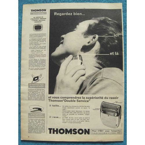 Publicité Papier - Rasoir Électrique Thomson De 1958