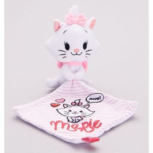 Doudou Chat Marie Mouchoir Disney Nicotoy Blanc Rose Rayures Roses Meow Peluche Jouet Bebe Enfant Naissance