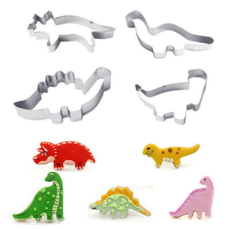 Ensemble D'emporte-Pièces-3 Pouces-4 Pièces-Stégosaure, T-Rex, Bébé Dinosaure Emporte-Pièces Moules Pour Enfants Fournitures De Fête D'anniversaire Faveurs