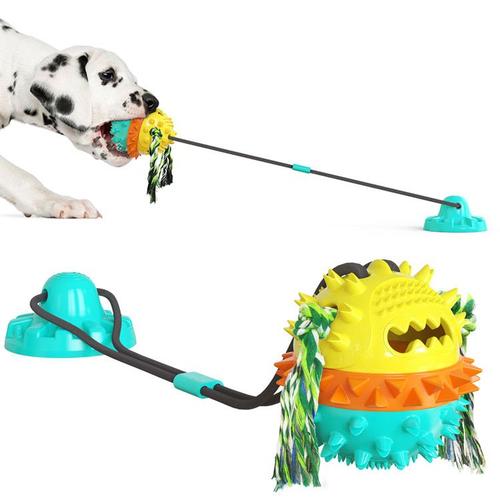 Jouets À Mâcher Pour Chien, Jouet Indestructible Avec Ventouse, Jouets Interactifs Pour Chien, Jouet À Tirer Avec Son (Vert)