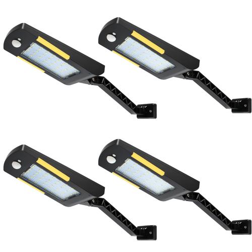 Lampes Solaires D'extérieur, Lampe À 48 Led, Projecteur Solaire Étanche Sans Fil, Capteur De Mouvement De Sécurité, Pour Terrasse, Clôture, Patio, Porte D'entrée (Paquet De 4)