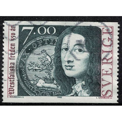 Suède 1998 Oblitéré Used Queen Kristina Reine Médaille Commémorative Paix Westphalia Su