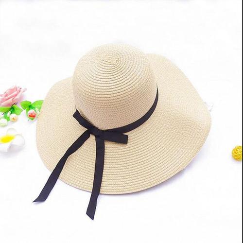 Chapeau de paille à large bord pour femmes, grande casquette pliable pliable, chapeau de soleil de plage UPF 50+, Beige et kaki