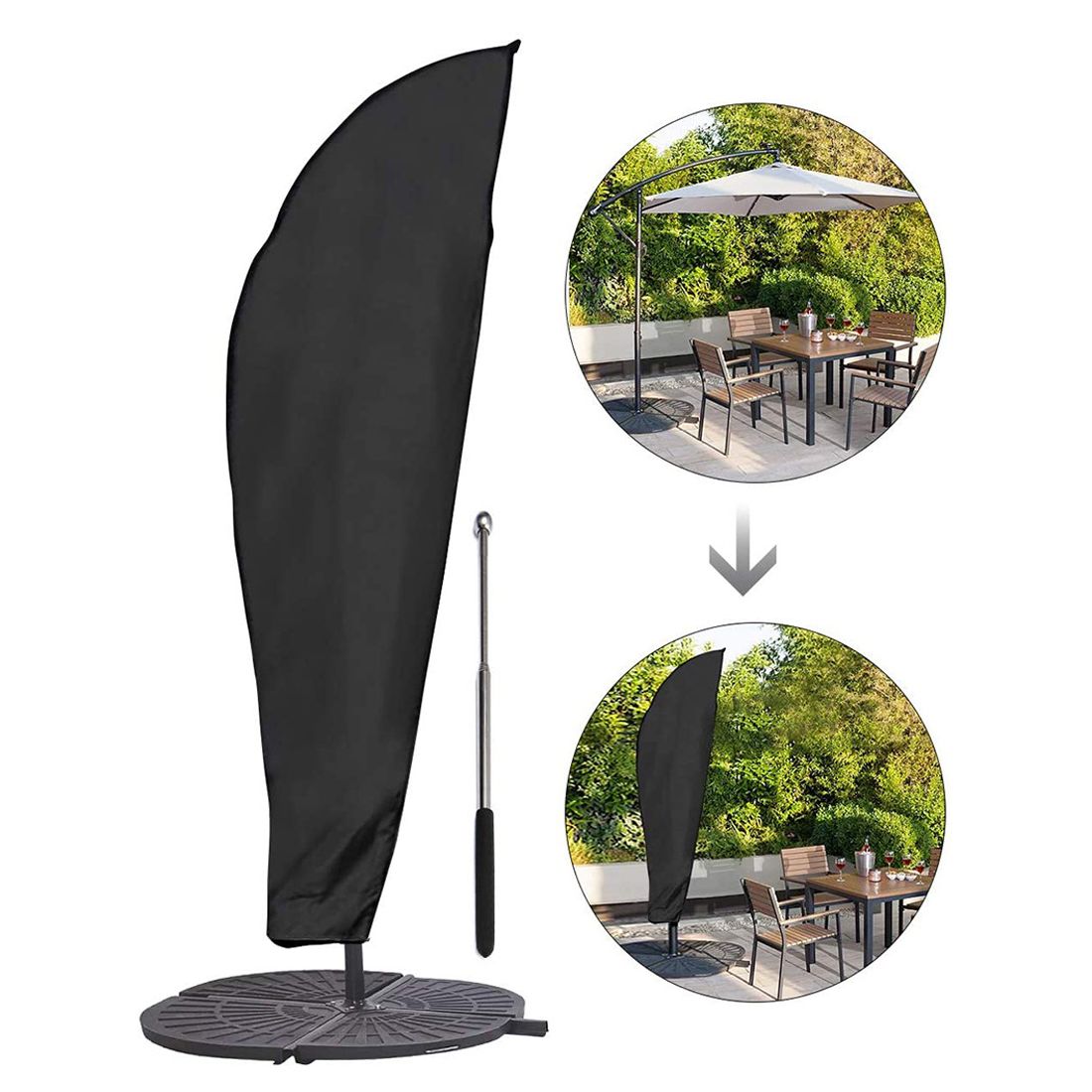 Housse Pour Parasol Déporté Housse Pour Parasol Déporté Housse De Protection Pour Parasol Déporté Housse Imperméable Et Résistante Pour Parasol (280x30x81x45 Cm)