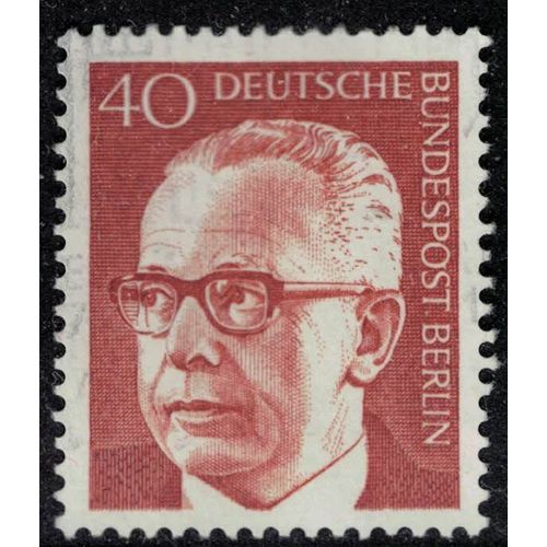Allemagne 1971 Oblitéré Used Dr Gustav Heinemann Ancien Président Fédéral 40 Pfennig Rouge Orangé Foncé Su