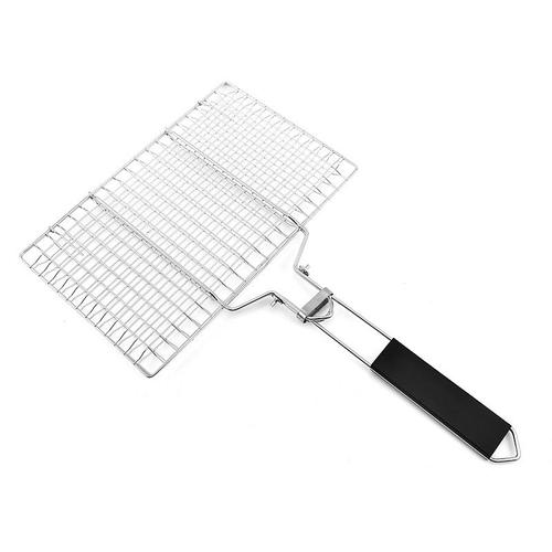 Panier de gril en acier inoxydable, ensemble de filets de barbecue, grand panier pliable avec poignée, gril d'extérieur portable pour poissons, crevettes, légumes, accessoires de cuisine