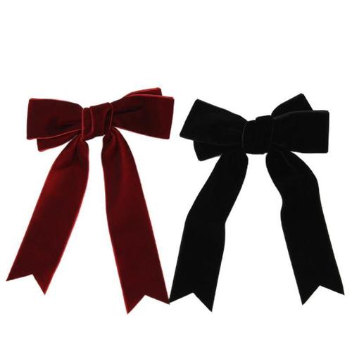 2 Pièces 5 ""Velours Rouge Cheveux Arcs Filles Pinces À Cheveux Élastique Pour Queue De Cheval Accessoires Pour Femmes Filles Tout-Petits 