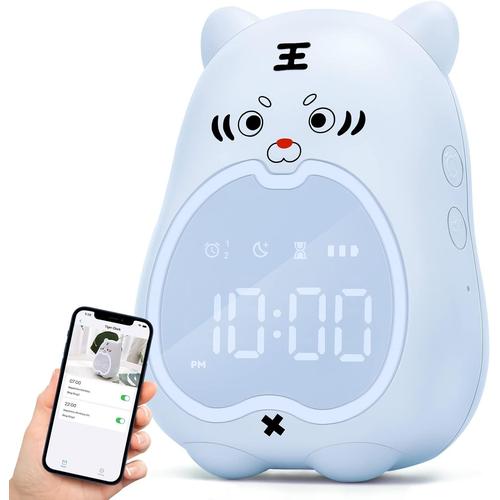 Réveil Lumineux Avec Charge Usb Pour Garçons Et Filles, Cadeaux D'anniversaire, Réveil Pour Enfants Avec Contrôle Par Application Smartphone, Réveil Numérique Pour Chambre D'enfant, Jolie Horloge Wifi De Chevet Avec Tigre 3d