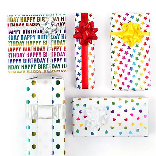 Emballage cadeau, papier d'emballage cadeau de Noël, 12 pièces 50 * 70 cm (amour * 3 + étoile à cinq branches * 3 + point * 3 + lettre * 3)