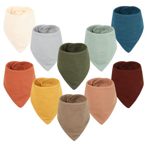 Bavoirs Bébé 10 Paquets De Bavoirs Bandana Bébé En Coton Pour Garçons Filles Unisexes, Ensemble De 10 Couleurs Unies Pour La Dentition Et La Bave