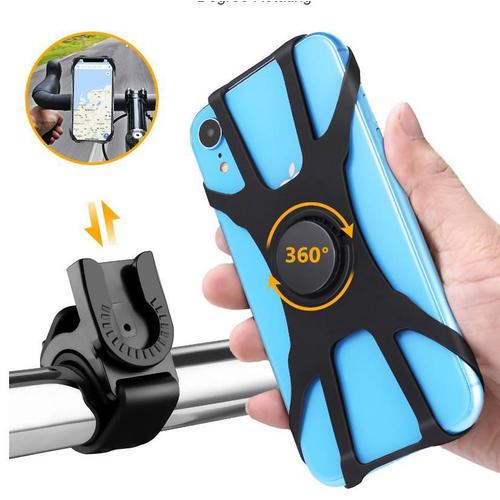 Support De Téléphone De Vélo, Support De Guidon De Moto, Support De Téléphone De Vélo En Silicone À Rotation À 360 °, Compatible Avec Iphone 13/12/11 Pro Max Xs Max Xr X 8 7 6s Plus Se 2022 12 Mini, Samsung Galaxy