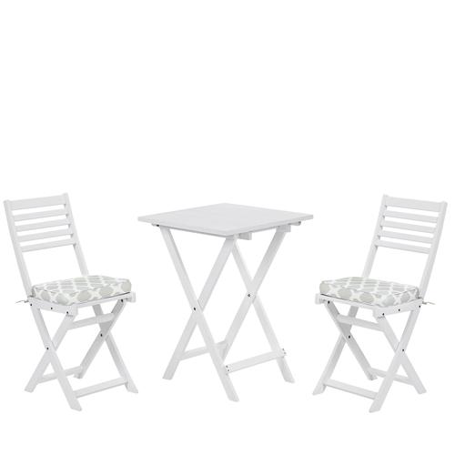 Table Et 2 Chaises De Jardin Blanches Avec Coussins Vert Menthe Fiji