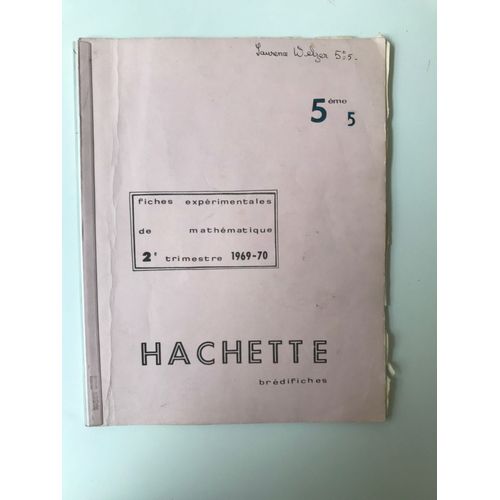 Fiches Expérimentales De Mathématique 5e 2e Trimestre 1969-1970
