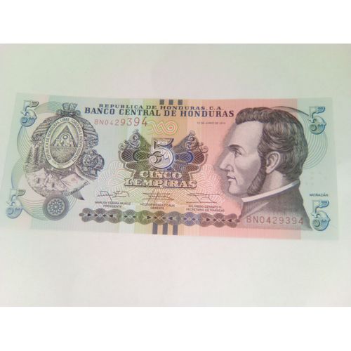 Billet 5 Lempira Honduras 2014