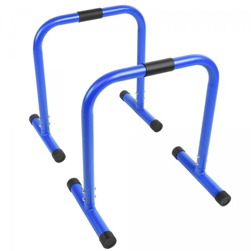 Barres Parallèles Gorilla Sports | 3 Hauteurs : 30 Cm - 73cm - 94 Cm | Noires/Bleues/Rouges - Couleur : Bleu - Hauteur : 73 Cm