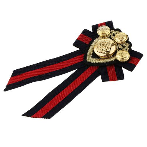 Retro Bow Or Badge Broches Epingles Rayé Tissu Bowknot Cravate Pin Pour Homme Et Femme Bande Rouge