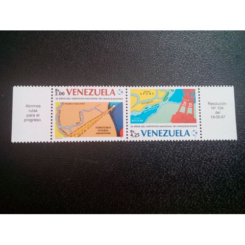 Timbre Venezuela M I 2430 - 2431 Séries: 35e Ann. De L'institut National Pour La Construction De Canaux 1987 ( 50804 )