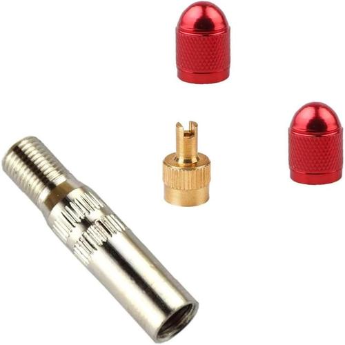 Rouge Adaptateur D'extension De Valve, Rallonge De Valve De Pneu Et 2 Bouchons De Valve En Alliage D'aluminium (Rouge) Pour Xiaomi M365 1s Essential Pro Scooter