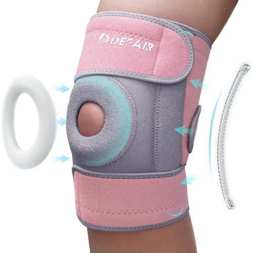 Gris,Rose Genouillère De Sport Pour Femme Avec Fermeture Velcro Pour Ménisque, Arthrose, Genou, Courroi, Compression Du Genou, Support Pour Les Sports De Musculation, Genouillères Avec 3 Sangles