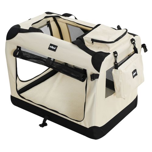 Leopet® Sac De Transport Pour Chiens - Gamelle, Pliable, Respirant, Taille S, Beige - Bagage, Panier Pour Animal De Compagnie, Voyage