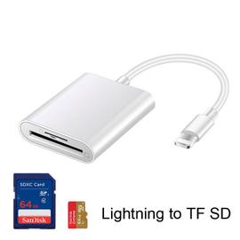Lecteur de Carte Lightning vers SD/MicroSD,[Certifié Apple MFi] iPhone  Adaptateur de Carte SD 5Gbps Transfert Rapide Accès Simultané à 2 Cartes  Max
