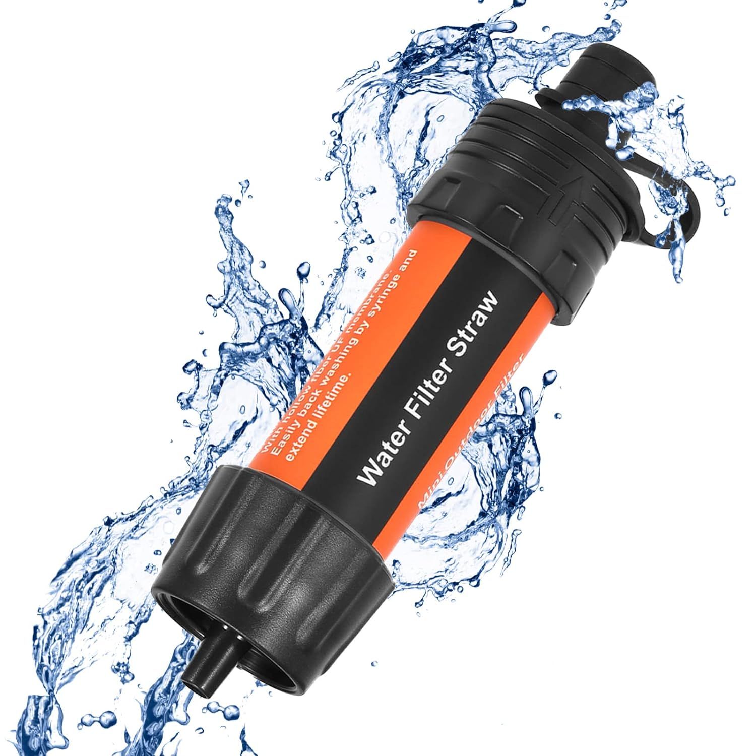 Orange Filtre Eau Portable, Filtre À Eau Extérieur Système De Filtration Purificateur D'eau Élimine 99,9% Des Bactéries Filtre À 0,01 Microns Paille Eau Kit De Survie Pour Randonnée Camping