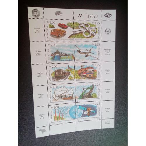 Timbre Venezuela M I 2442 A 2451 Séries: 10th Anniv. Of The Ministry For Transport And Communications 1987 ( 50804 )