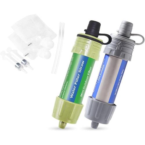 Vert Clair Et Gris Filtre À Eau Extérieur Randonnée Sac À Pour Dos 5000l Filtration De Survie Portable Trekking Plastique Lavable Sécurité Urgence