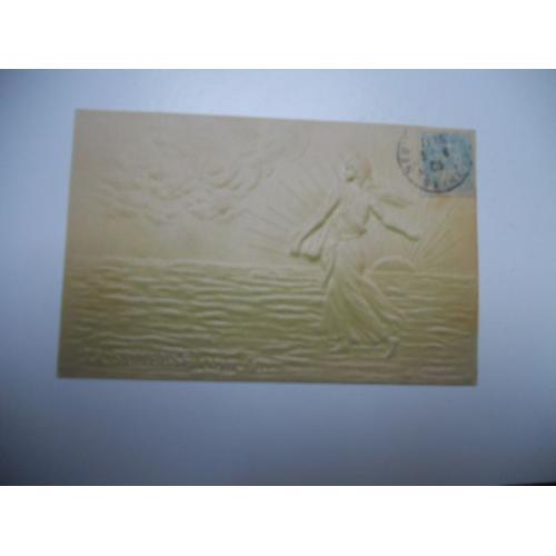 Theme Divers Carte Ancienne En Couleur De 1905 Carte En Relief Gaufree - Représentation De Timbres - La Semeuse D'après Roty - Vert Pâle ////////Tbe