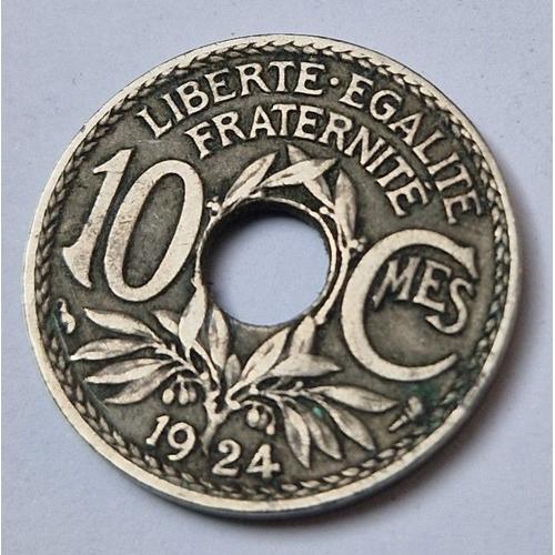 Pièce De Monnaie 10 Centimes Lindauer 1924 République Française (2)