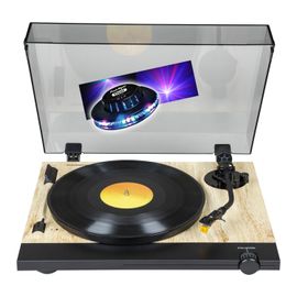 Tourne Disque Platine vinyle Thomson TT702 Sortie RCA - (33/45 Tours) - Finition Bois, Noir, jeu de Lumière OVNI couleurs LED