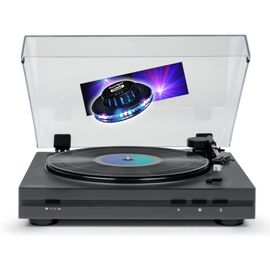 Tourne Disque Platine vinyle Thomson TT355 NOIR 33/45 trs, Lecture/retour du bras automatique, Jeu de Lumière OVNI couleurs LED