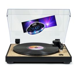 Tourne Disque Platine vinyle Thomson TT300 - BOIS/NOIR - 33/45 tours, Lecture/retour du bras auto. jeu de Lumière OVNI LED