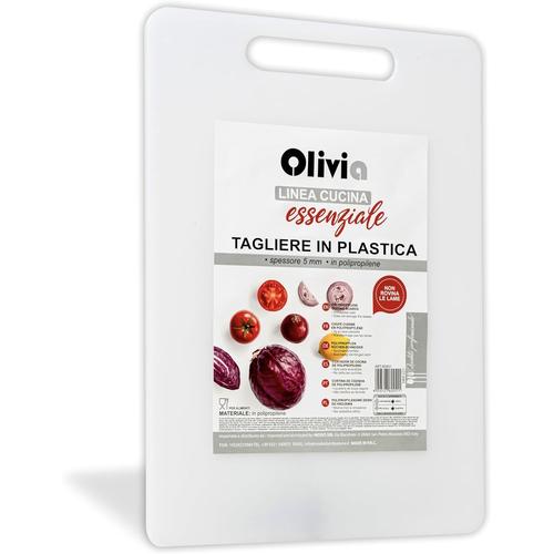 Blanc Planche À Découper Rectangulaire En Plastique Pour Légumes, Fruits, Salami - 35 X 25 Cm - Planche À Découper De Cuisine Multifonction Pour Couper Et Servir Des Apéritifs, Pain, Fromages -